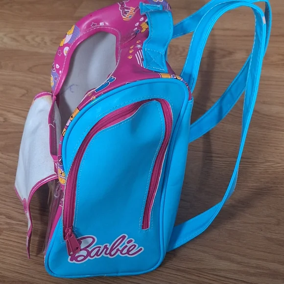 Barbie Backpack Vintage 2000s Puppy Bubblegum Pink Vinyl Purse Girls Kids Blue - Picture 3 of 9